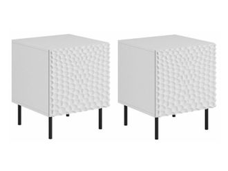 Mirjan24 Mobilier1 - Conjunto De Mesitas De Noche Charlotte 172, Blanco + Negro, N&uacute;mero De Cajones: 0, N&uacute;mero De Puertas: 0, 54x44x41cm, Aglomerado Laminado, M
