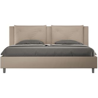 ITYhome Letto matrimoniale king size con rete imbottito 200x200 similpelle tortora Appia
