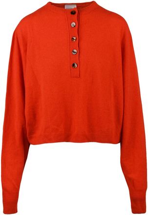 Alysi Short Serafino Knit Sweater with Tortoiseshell Button Placket