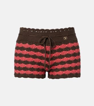 Valentino Striped knitted cotton shorts