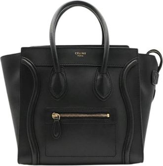 Celine Pre-owned Luggage Micro Shopper Leren Tote Bag - Dames - Vintage Handtas - Zwart - ONE Size - Leer - Vintage