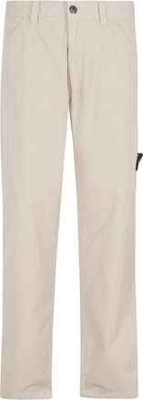 Stone Island Katoenen broek met logo - Heren - Wijde Broeken - Beige - W32 - Katoen - Broeken