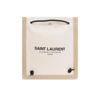 Saint Laurent Universite Logo Flat Crossbody Bag White >