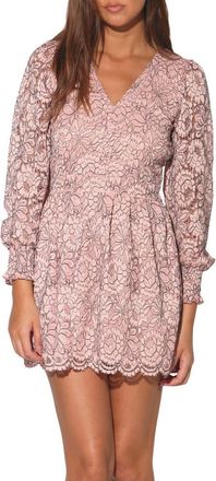 Walter Baker Adaline Floral Lace Long Sleeve Dress in Windsor Lace Blush at Nordstrom Rack, Size 10