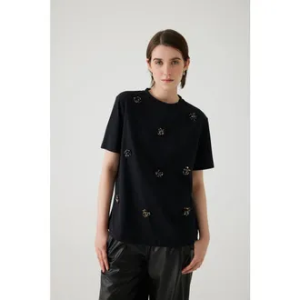 Exquise Bexley Jewel Neck T Shirt in Black at Nordstrom, Size Small