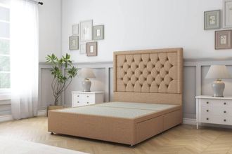 Sloomy Montana Dumfries Divan Bed Base 2 Drawers Same Side - 54 Headboard in Light Brown | Size: Small Single