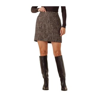Omoda Bruine Minirok voor Stijlvol Comfort - Dames - Rokken - Veelkleurig - Maat: XS Poliester