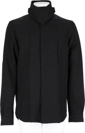 Rick Owens Black High-Collar Vertical Seams Casual Jacket