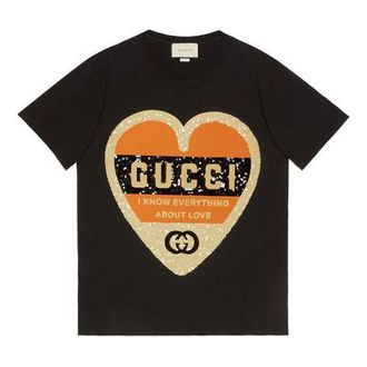 Gucci (WMNS) Gucci Love Logo Round Neck Short Sleeve Black 492347-XJB72-1082