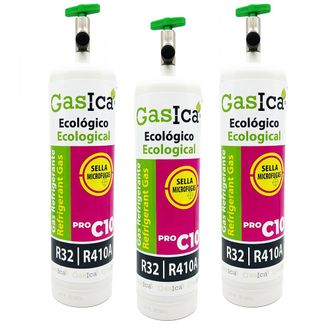 OEM Pack 3 Gasica C10 Pro 400g Sustituto R410a R32 Incluye V&aacute;lvula Gas Ecol&oacute;gico De Alta Eficiencia Para Aire Acondicionado