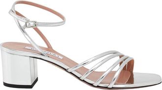 Aquazzura Latour Sandal 50 - Dames - Sandalen met hakken - Grijs - 37 EU - Leer - Schoenen