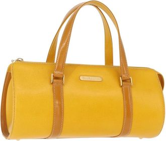 Burberry Vintage Handbag Leather Yellow Leather Handbag (Pre-Owned)