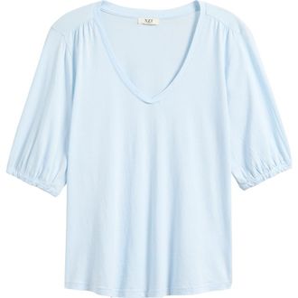 Nic+Zoe Puff Sleeve Cotton T-Shirt in Crystal at Nordstrom, Size Xx-Large