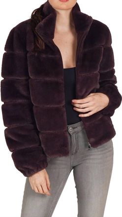 Love Token Alex Faux Fur Jacket In Plum