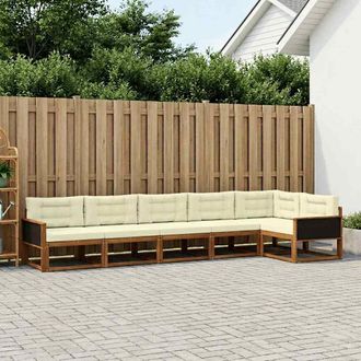 vidaXL Vidaxl Set Di Divani Da Esterno 6 Pz Naturale E Crema