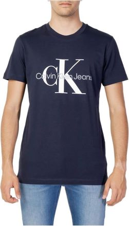 Calvin Klein Jeans T-Shirts, male, Blue, 2XL, Blue Logo Print Tee