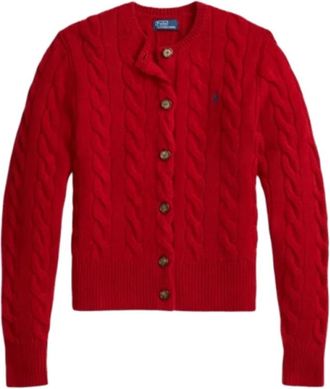 Ralph Lauren Dameskleding Gebreide kleding Rosso Aw 25 - Dames - Vesten - Rood - L - Wol - Truien & Vesten
