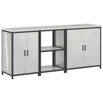 Berkfield Home with Shelf Other with Storage with Door 3 pcs Stainless steel in Silver