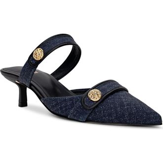 L'agence Gilliane Mary Jane Pointed Toe Kitten Heel Mule in Denim at Nordstrom Rack, Size 6.5