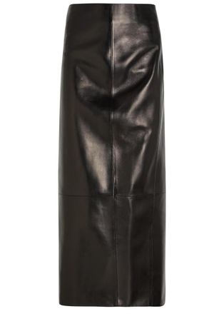 Khaite Lyle Leather Midi Pencil Skirt - Black - 4 (UK8 / S)