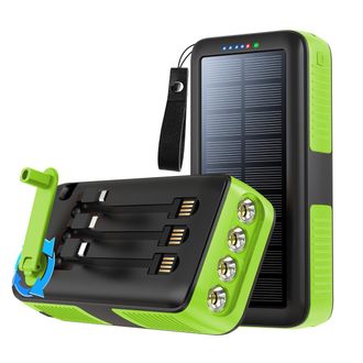 OEM Powerbank Solar - 10000 Mah - Manivela Integrada - Resistente Al Agua Ip6 - Lampara Led - 5 Puertos De Salida - 1 Unidad
