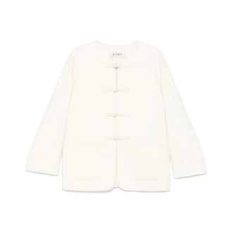 R&oacute;he Light Jackets, female, White, Size: XL Ecru Button-Up Jacket with Pockets