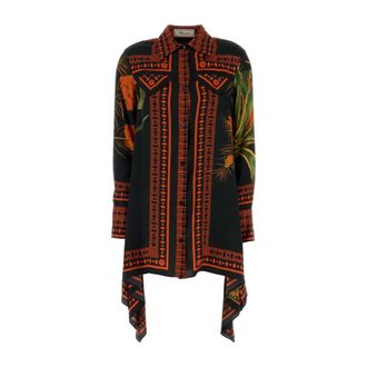 Blumarine Shirts, female, Multicolor, Size: 2XS Printed Twill Shirt Dress