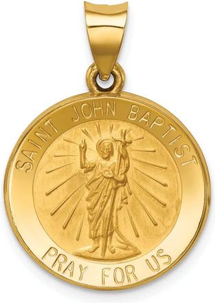 Diamond2Deal 14k Yellow Gold Polished and Satin St John Baptist Medal Hollow Pendant