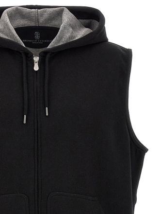 Brunello Cucinelli Mens Black Cotton Sleeveless Jacket Clothing
