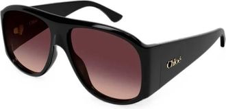 Chlo&eacute; Aviator Zonnebril - Dames - Accessoires - Zwart - Maat: 60 MM Nylon