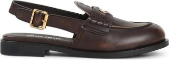 Miu Miu Dark Brown Solid Loafers