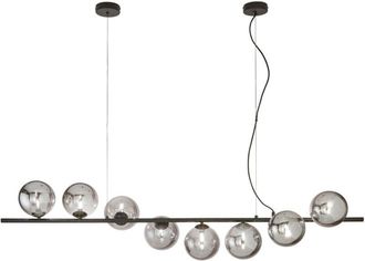 Luce-Ambiente-Design Luce Ambiente E Design - Sospensione honey in metallo nero con otto diffusori in vetro fumè