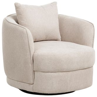 Beliani Sill&oacute;n Retro Glamuroso Respaldo Redondo De Poli&eacute;ster Giratorio Con Coj&iacute;n Beige Claro Andalen