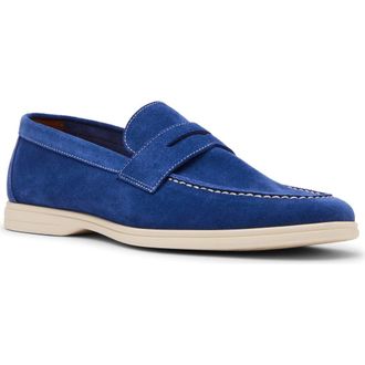Steve Madden Laguna Penny Loafer in Blue Suede at Nordstrom, Size 10.5