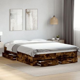 vidaXL Giroletto con Cassetti Rovere Fumo 140x200 cm Legno Multistrato - Vidaxl