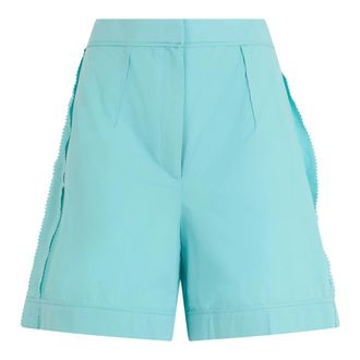 Moschino Shorts met hoge taille - Dames - Korte Broeken - Blauw - M - Katoen - Korte Broeken