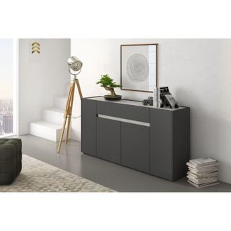 Dmora Aparador Cirimido, Alacena 3 Estantes, Un Caj&oacute;n, 4 Puertas, 170x40x85h Cm Negro Antracita