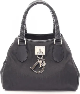 Dior Black Nylon Leather Handbag Tote Bag (Pre-Owned)