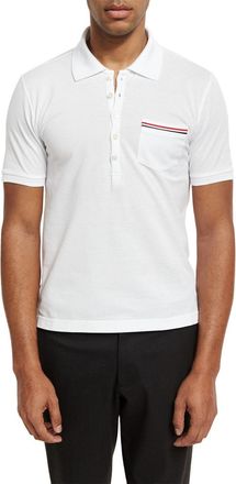 Thom Browne Heather Polo Shirt with Striped Pocket