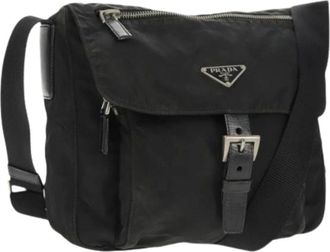 Prada Pre-owned Cross Body Bags, female, Black, Size: ONE SIZE Pre-owned Nylon Cross Body Bag