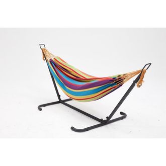 Concept Usine Hamaca con pie de 2,6 m con lona de poli&eacute;ster multicolor