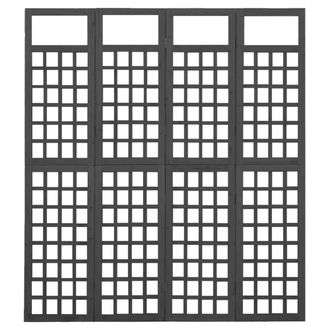 Berkfield Home Durable 4-Panel Room Divider/Trellis Solid Fir Wood Black 161x180 cm