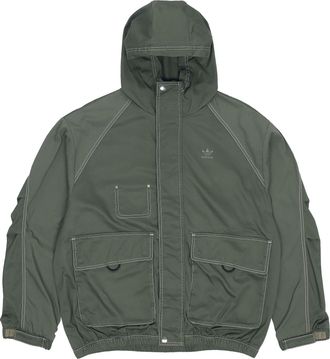 adidas Mens adidas originals Ww Hooded Jkt Sports Embroidered Logo Cargo Solid Color Hooded Jacket Army Green HM8017