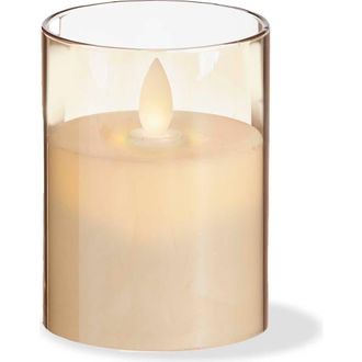 Tag Estella LED Glass Hurricane Amber Flameless Candle Holder in Brown at Nordstrom