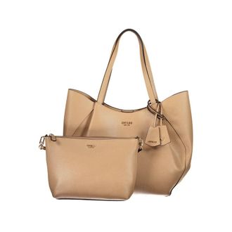 Guess Beige Polyurethane Womens Bag with Shoulder Womens Handles