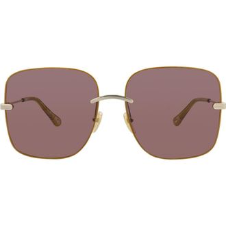 Chlo&eacute; 61mm Square Sunglasses in Gold Gold Violet at Nordstrom Rack