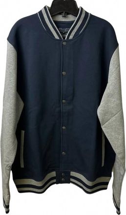 Champion Men Varsity Bomber Jacket In Navy