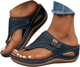 Generic Wedge Flip Flops for Women Summer Wide Fit Flat Sandals with Arch Support Lightweight Anti-Slip Walking Sandals Comfortable Casual Outdoor Non-Slip Be