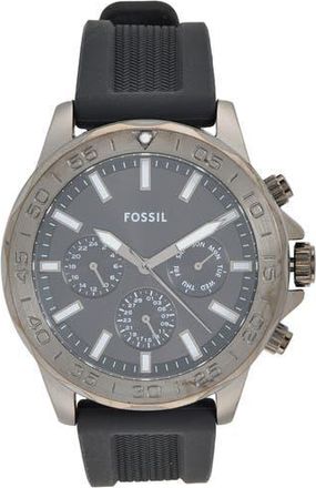 Fossil Bannon Multifunction Silicone Strap Watch, 45mm in Gunmetal at Nordstrom Rack