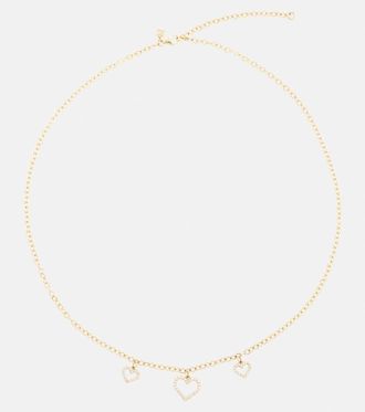 Sydney Evan Collana Three Hearts in oro 14kt con diamanti